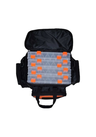 5 Gözlü Balık Piknik Olta Balıkçı Siyah Bordo Omuz Çantası