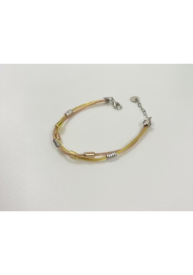 Silver Point Çift Zincir Detay Dorika Bileklik Gümüş