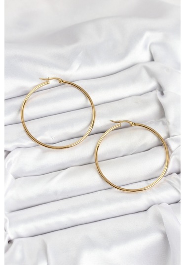 316l Çelik Gold Renk 45 Mm Halka Kadın Küpe Renkli
