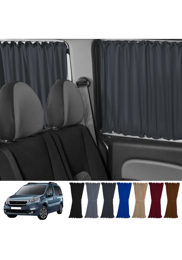 Pandami Peugeot Partner Tepee 2008-2018 Uyumlu Füme Raylı Oto Perde Takımı
