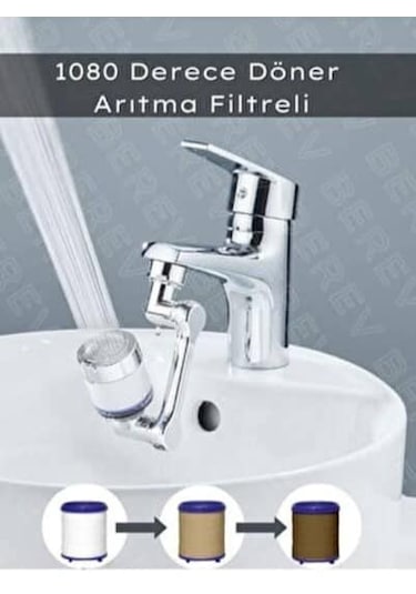 1080 Derece Dönebilen Plastik Filtreli Musluk Ucu Krom Renk