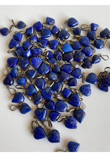 Doğal Lapis Lazuli Taşı Kalp Kolye Ucu 1,1 1,4 CM