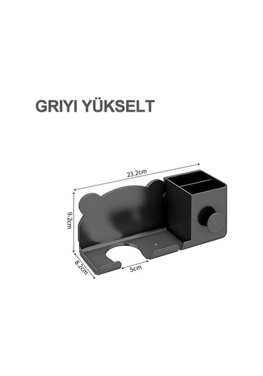 Saç Kurutma Makinesi Duvara Monte Tutucu Banyo Rafı Depolama Rafı İçin, Stil: Gri Yükselt Gri