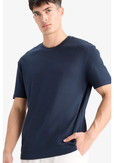 Defacto Regular Fit Bisiklet Yaka Kısa Kollu Tişört E7961ax25aunv64 Lacivert