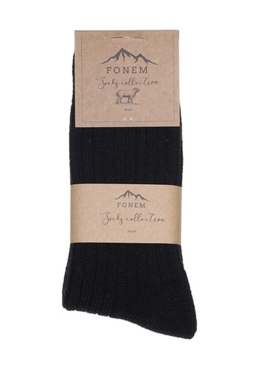 Fonem Likralı Derby Kadın Yünlü Çorap Fo 8004 Siyah
