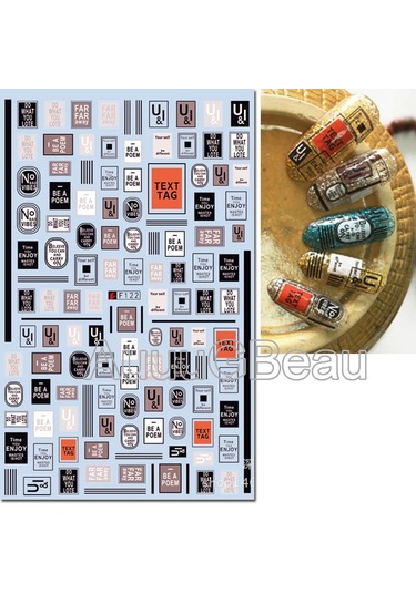 3d Nail Art Kaydırıcılar Çıkartmalar Geometrik Çizgiler İngilizce Kelimeler Siyah Harfler Mermer Çıkartmaları Tırnak Dekorasyon Manikür Için Neo Krom Chına