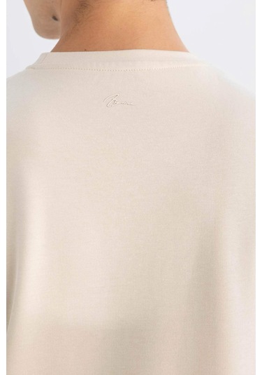 DeFacto Regular Fit Bisiklet Yaka Baskılı Ağır Kumaş Kısa Kollu Tişört C6139AX24AUBG734