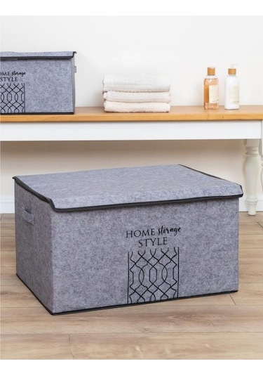 Keçe Kapaklı Mega Plus Baza Hurcu, Çok Amaçlı Düzenleyici Organizer Kutu Mega Boy 57x41x31cm Gri