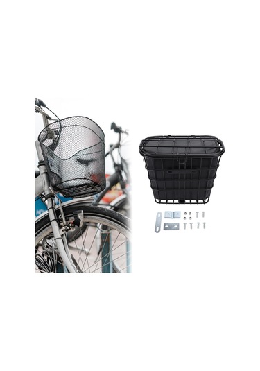 Suntek Bisiklet Depolama Sepeti Metal Tel Astarlı Çanta Siyah