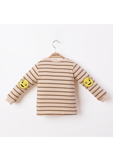 Çizgili Nakışlı Çocuk Sweatshirt 001 Turuncu