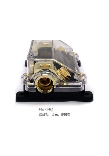 Araba Stereo Ses Çinko Alaşım Araç Amplifikatör Subwoofer Sigorta Astarı 0/4 Gösterge Sline Anl Sigorta Tutucu Altın Seri + 200a Anl Sigorta