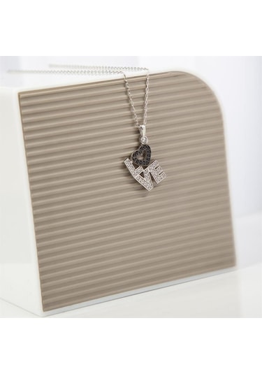 Love Yazılı Taşlı 925 Gümüş Kadın Kolye