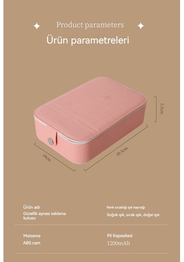 Aurora Süskutusu Led Makyaj Aynasıdepolama Pembe