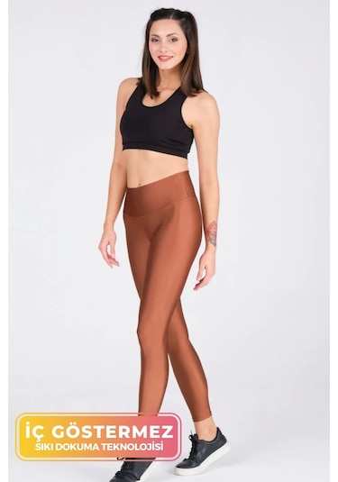 Enenstyle Fashıon Boutıque Kadın Konforlu Yeni Sezon Sporcu Modeli Yazlık Spor Taytı Fitness Gym Training Parlak Spor Tayt Kiremit