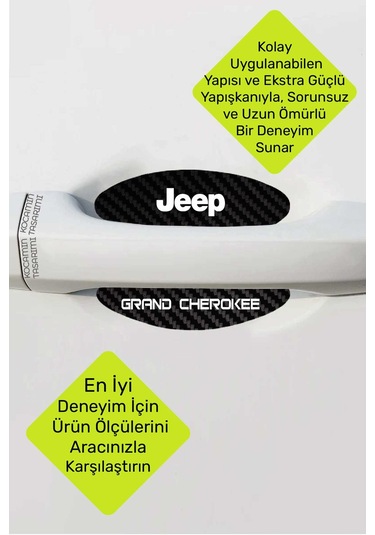 Jeep Grand Cherokee Kapı İçi Çukur Bölgeleri İçin Karbon Desenli Çizik Koruma Folyo Takımı Grand Cherokee Yazılı 4 Adet