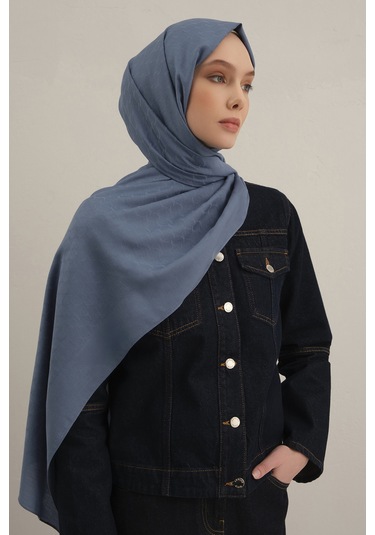 İndigo Link Desen Bambu Cotton Şal 26 Mavi
