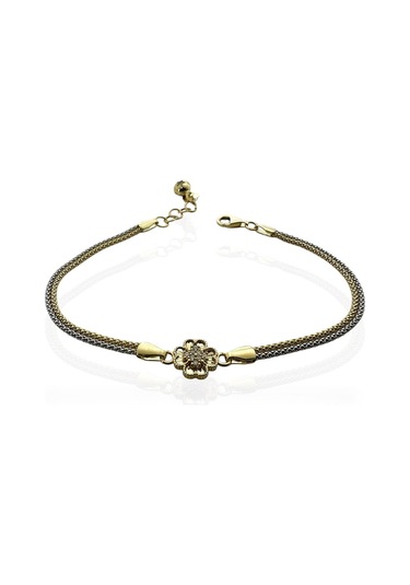 MaGold Yonca İki Renk Pop Corn Zincir Üst Kalite 14 Ayar Altın Bileklik Altın - Yeşil