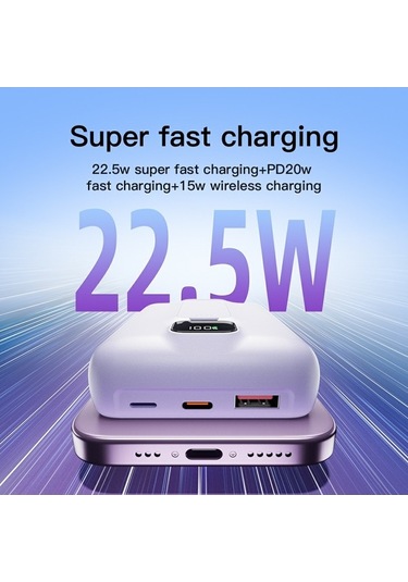 Dancemonkey W Taşınabilir Süper Stand Şarj Q16 Mıknatıslı Kablosuz Hızlı Şarj Cihazı Beyaz 10000mah 22.5w Beyaz