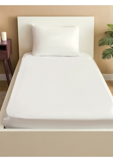 Lastiksiz Dokuma Düz Renk 160x240 Çarşaf Ve Yastık Kılıfı Beyaz