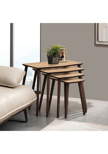 Vovvahome Vega 4lü Dörtlü Mdf Ahşap Zigon Sehpa - Meşe