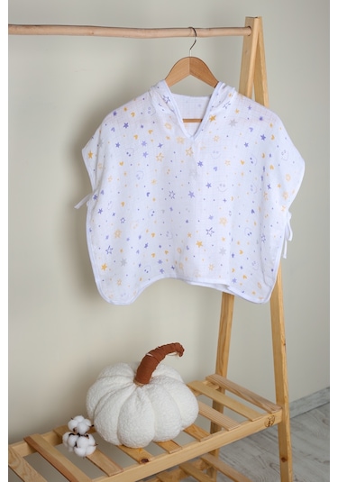 Luckka %100 Pamuk Bebek Çocuk Müslin Panço - Ztpanço 001