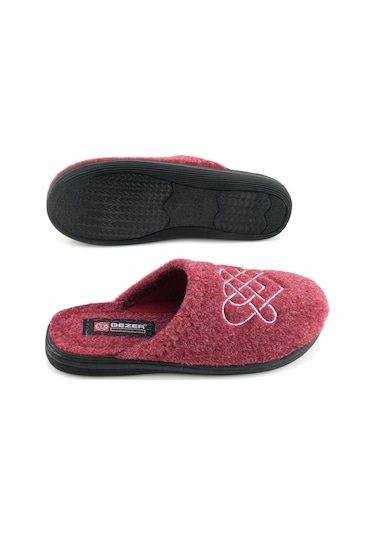Gezer Kadın Kışlık Keçe Nakışlı Kalp Tasarım Ev Bahçe Terlik Gt1kzm.16089.00.0ı7.0c Bordo