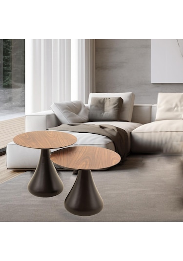 Mushroom Set Sehpa Mantar Sehpa Ceviz Rehome