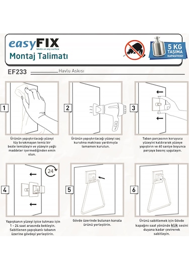 Teknotel Easyfıx Yapıskanlı Üçgen Havluluk Krom Ef233 Krom