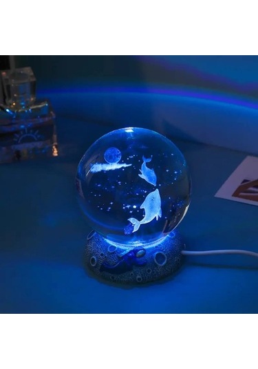 Szypzstore 1 Adet Yıldız Okyanus Hayvan Kristal Küre, 3d Iç Oyma, Renkli Aydınlatma Süs, Gece Lambası, Yaratıcı Doğum Günü Hediyesi Xobpps Renkli