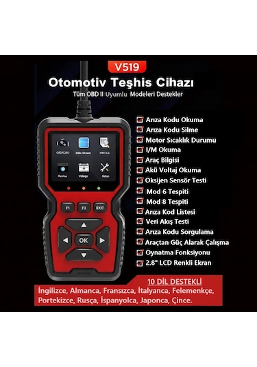 Neworg V519 Obdıı Araç Arıza Kodu Silme Okuma 1996 Sonrası Tüm Obd Iı Arabalarla Uyumlu Motor Arıza Kodu Silme 2026 Yeni Versiyon