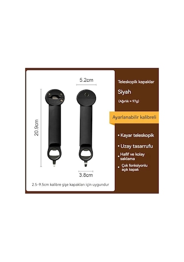 Çok Karakteristik Manyetik Şişe Açacağı-siyah Siyah