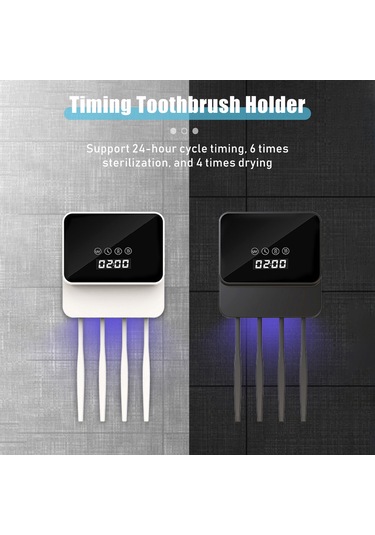 Geeksen Uv Diş Fırçası Dezenfektörü, Duvara Monte Usb Şarjlı Zamanlayıcılı Banyo Organizer Beyaz