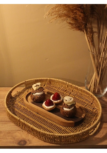 Hasır Rattan Oval Tepsi Geniş Boy Diğer