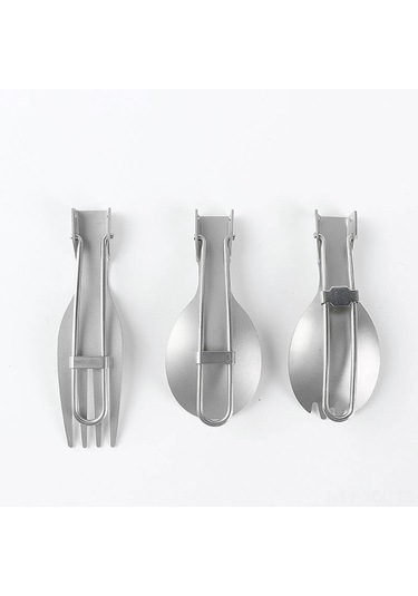 Konesam Makaslı Çelik Çatal Kaşık Seti - Piknik Kamp Seyahat İçin Taşınabilir Yiyecek Ürünü Çok Renkli