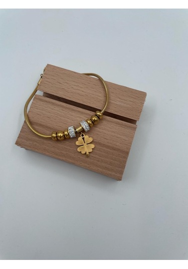 Xbaby Tek Çiçekli Çelik Gold Charmlı Bileklik Gold