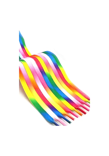 100 Cm Gökkuşağı Renkli Yassı Ayakkabı Bağcığı Çok Renkli