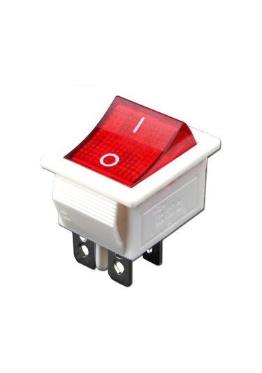 Ic-104B Geniş Işıklı Anahtar On-Off 4P Kırmızı - Beyaz Kasa 5 Adet