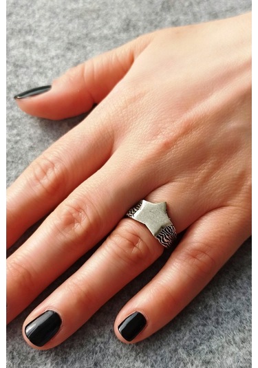 Antik Gümüş Kaplama Yıldız Şekilli El Yapımı Ayarlanabilir Unisex - 532260000 Çok Renkli