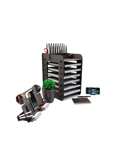 Kuk Design Robinia A4 Evrak Rafı Ofis Masaüstü Organizer Set Siyah