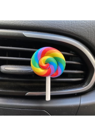 Lolipop Şeker Figürlü Klima Havalandırma Izgara Süsü Klips Oto Kokusu Mavi Kırmızı