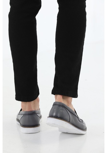 M.Karaca Hakiki Deri Ortopedik Klasik Erkek Ayakkabı gri