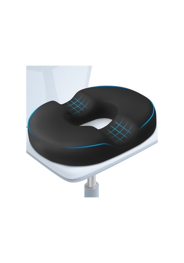 Geeksen "yüksek Yoğunluklu Hafıza Köpüklü Donat Yastık - Hemoroid, Bel Ve Kuyruk Sokumu Ağrısı İçin Rahat Oturma Pedi Siyah " Siyah