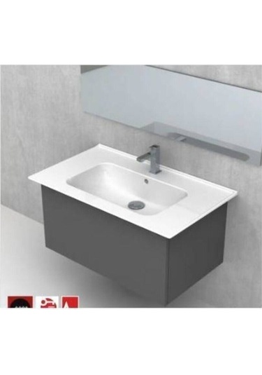 Turkuaz Dolap Uyumlu Etajerli Lavabo,blue 80 x 47 CM