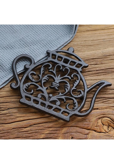 Homyl Çaydanlık Isı Mat Potholder Noslip Dökme Demir Içi Siyah