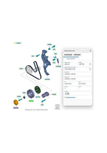 Krank Kasnağı+civata Focus C.max Mondeo Kuga 307 308 407 508 3008 5008 Expert C4 C5 2.0tdcı 07 Ken152k1761s - 9m5q6b319ab