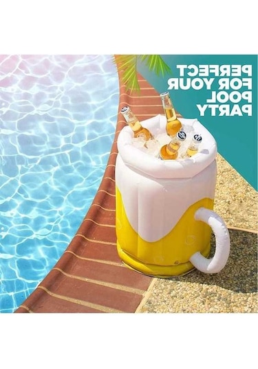 Ulzyvf Şişme Buz Kovası Pvc Bira İçecek Soğuk Kupalar Beyaz Sarı Beyaz - Sarı