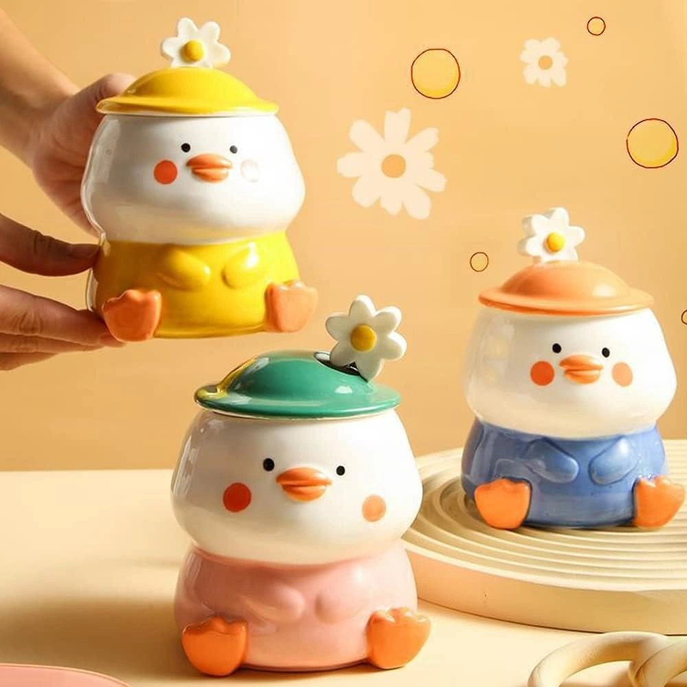 Komik Ördek Kupası 3d Sevimli Kupa Kaşık Ve Kapaklı Seramik Kahve Kupası Kawaii Kupa Hayvan Kupa Kadınlar Kızlar İçin Sevimli Doğum Günü Noel Hediyesi Fikirleri Diğer