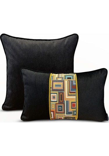 "loom" Bordürlü Kırlent Kılıfı Seti Çok Renkli