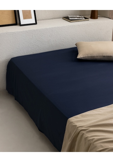 Manon King Size %100 Pamuk Ranforce Lastiksiz Çarşaf - Lacivert 8684427057612 Lacivert