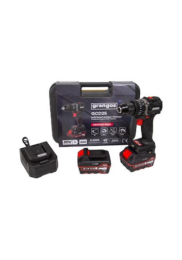 Grangos GCD25-F2 20V 5 Ah Çift Akülü Darbeli Kömürsüz Matkap 65 NM